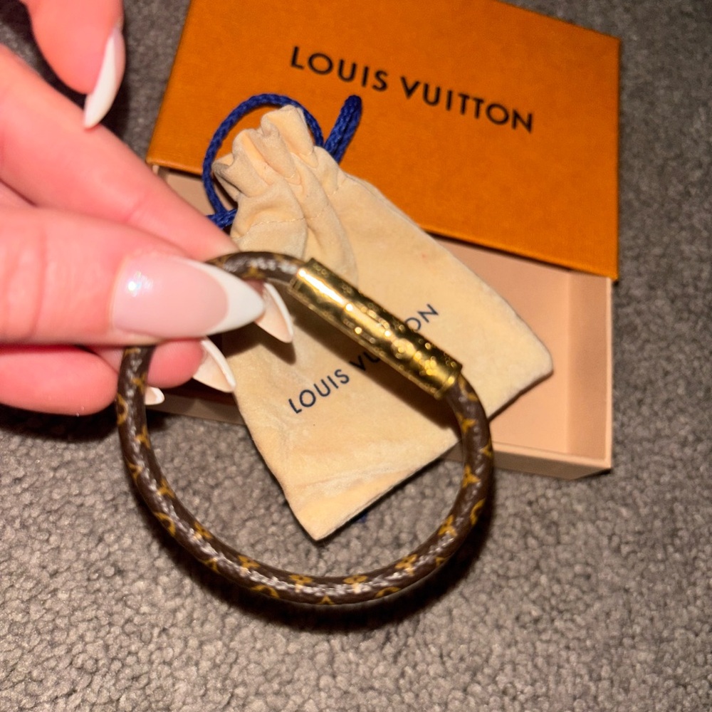 Louis Vuitton Gold Bangle with Monogram Pattern